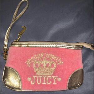 VINTAGE, JUICY COUTURE, PREPPY ROYALTY WRISTLET BAG, GOLD-COLOR TRIMS